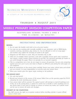 middle primary, upper primary, junior, intermediate & senior divisions Australian Mathematics Competition for the Westpac awards Get this Comments (0) Librarian&39;s View Copyright Status Online In the Library Order a copy Request this item to view in the Library&39;s reading rooms using your library card. . Amc past papers with answers pdf upper primary
